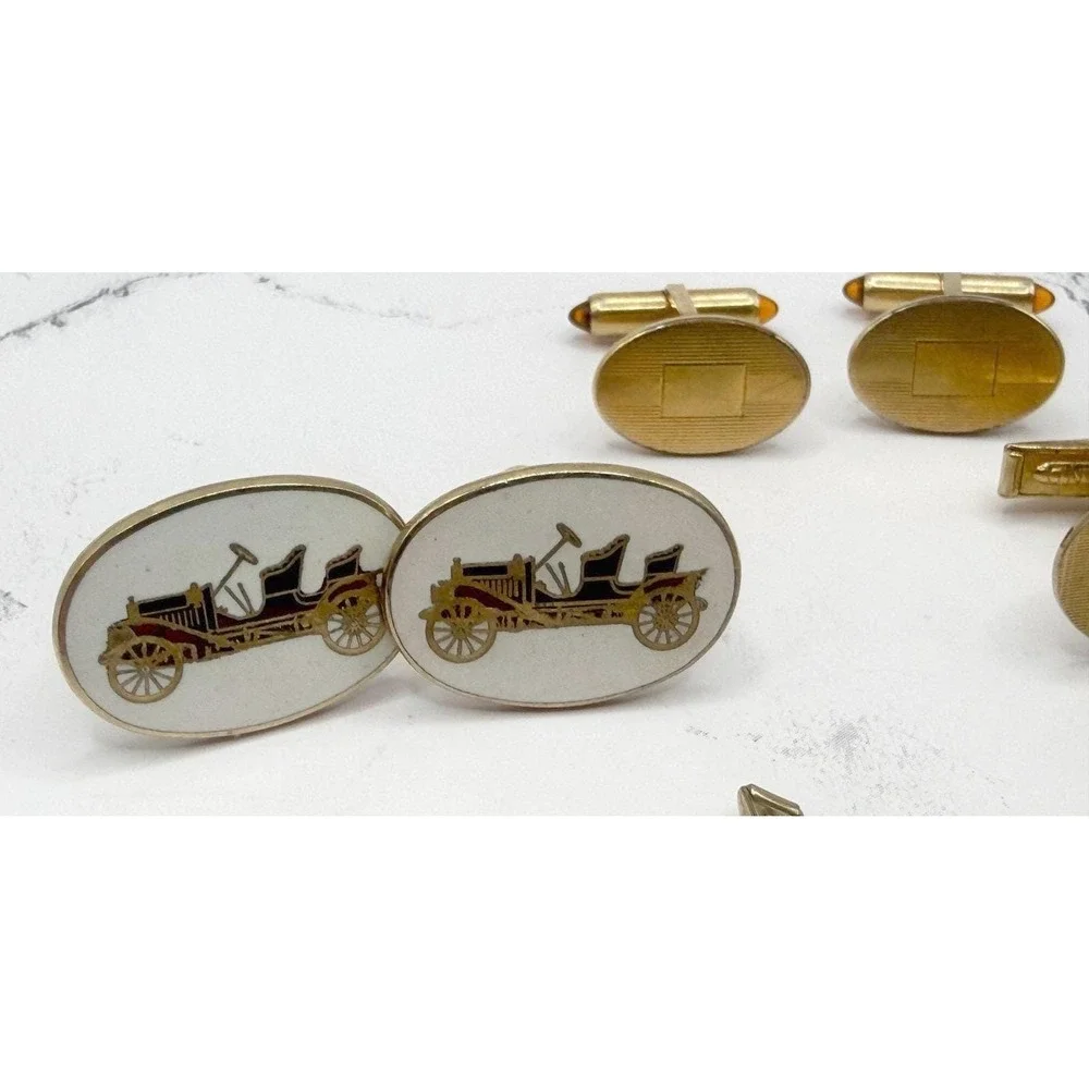 Vintage Gold Tone Mens Cufflink Lot 5 Pairs Bulk Vintage Jewelry‎ Lot Krementz